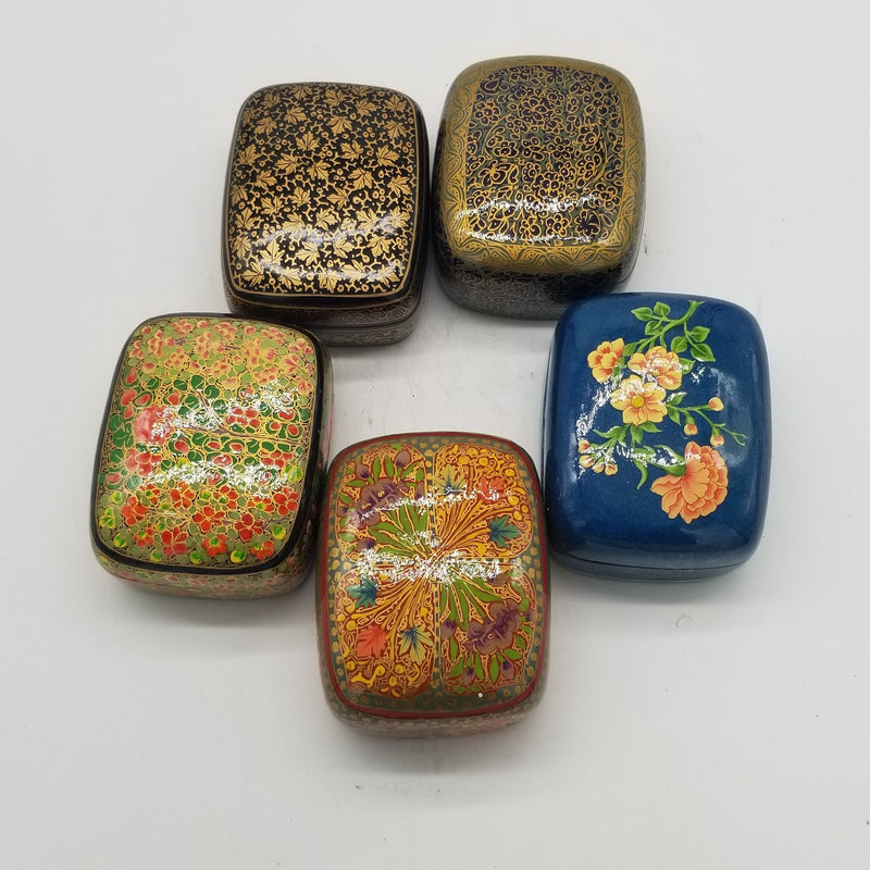 Papier Mache 3" x 4" Rectangle curved Jewel Box assorted