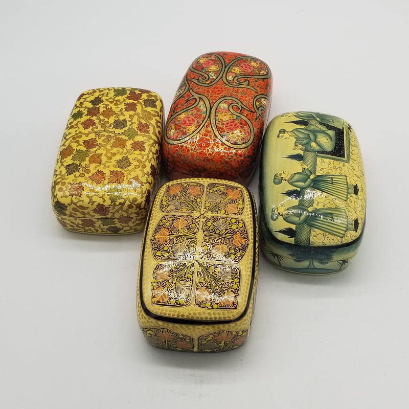 Papier Mache 7" x 4" Rectangle Curved Jewel Box assorted