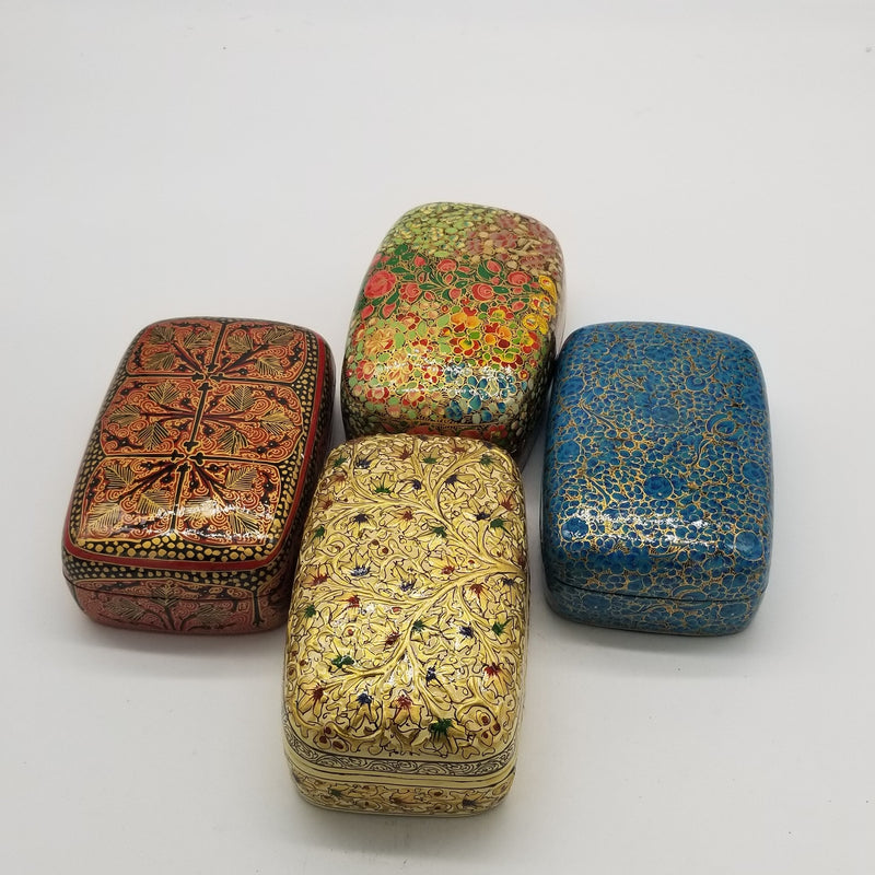 Papier Mache 7" x 4" Rectangle Curved Jewel Box assorted