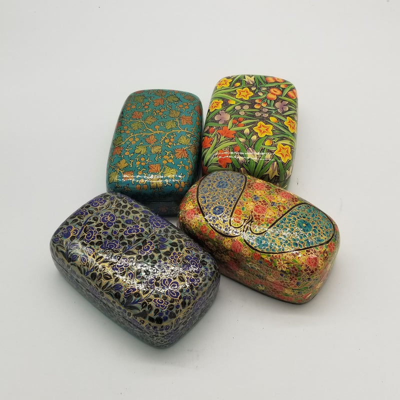 Papier Mache 7" x 4" Rectangle Curved Jewel Box assorted