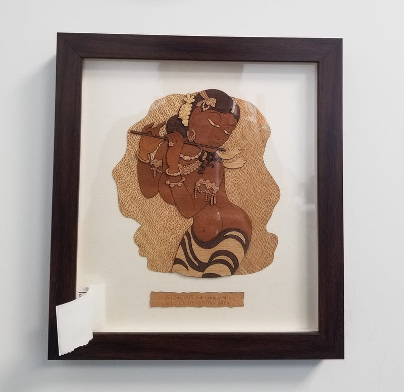 Wooden Marquetry - 9" x 10" - Musician