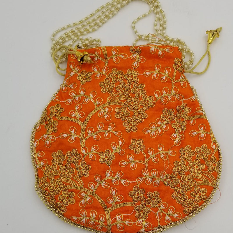 8" Embroidered Cotton Potli Bag