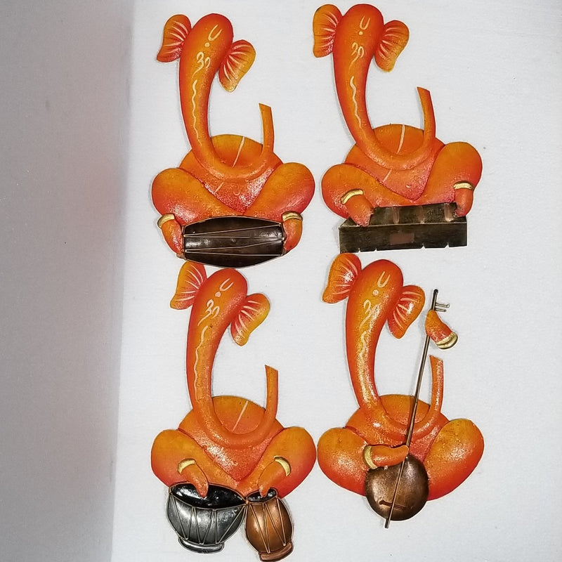 12"H Wrought Iron Orange Musician Set of 4