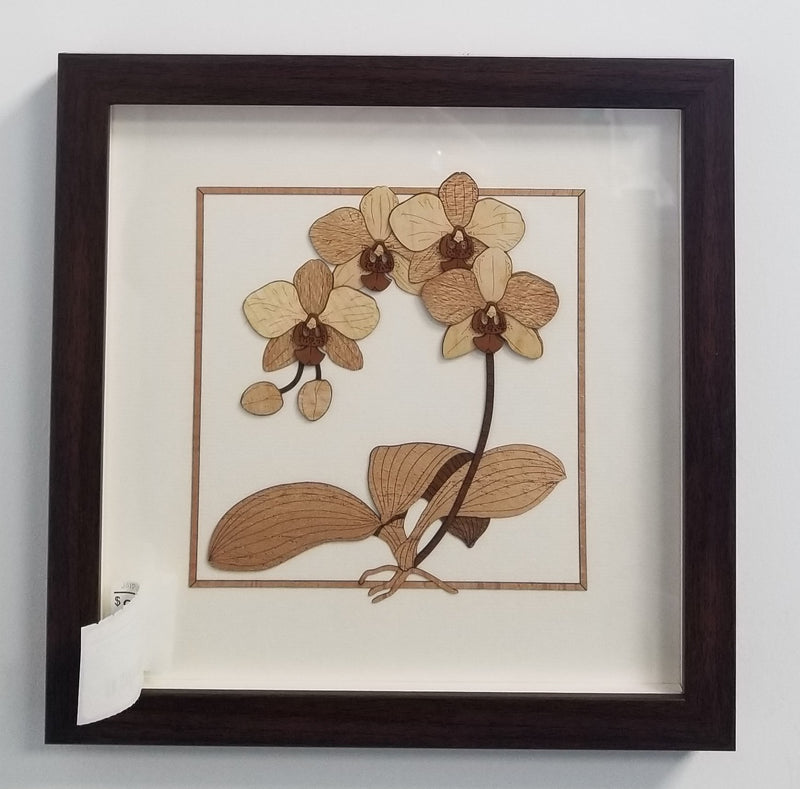 Wooden Marquetry - 10" x 10" - Orchid