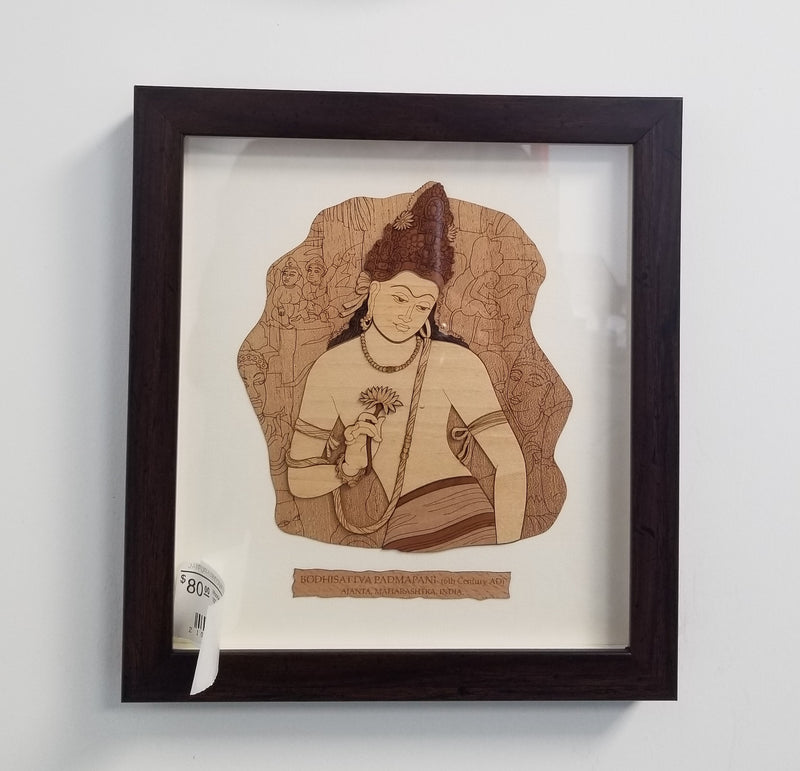 Wooden Marquetry - 9" x 10" - Padmapani Bodhi
