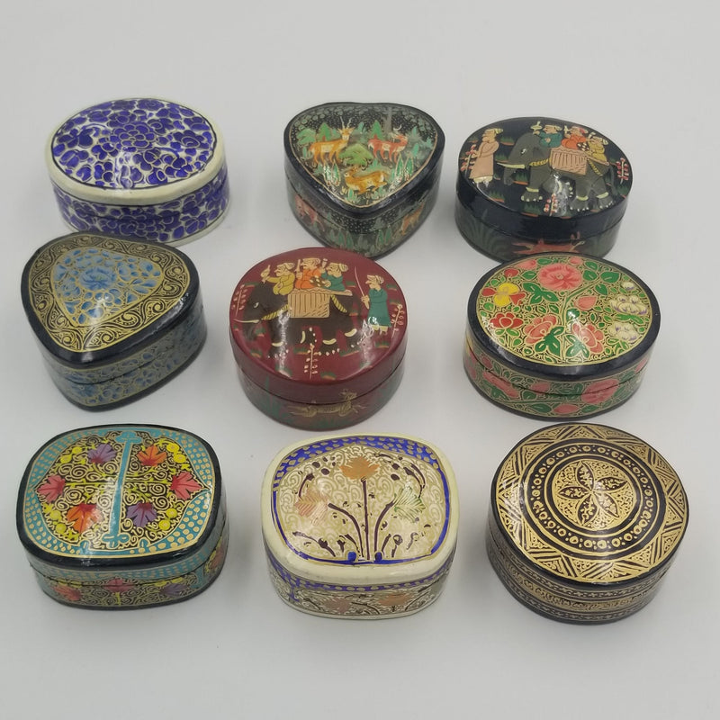 Papier Mache 3" x 3" Multi shaped Jewel Box assorted