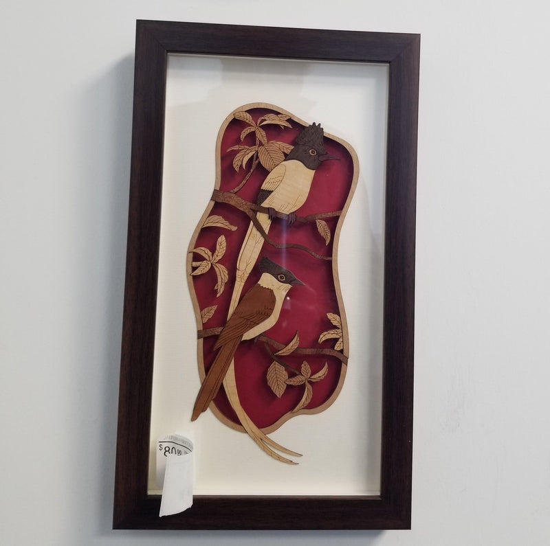 Wooden Marquetry - 7" x 12" - Paradise Birds