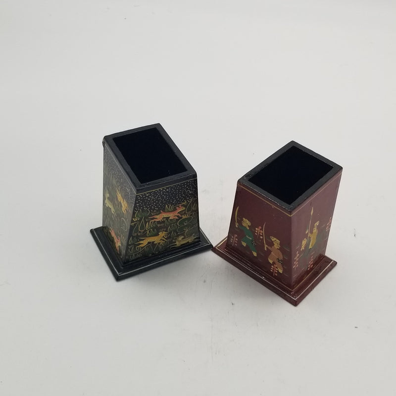 Papier Mache Rectangle Pen and Cutlery Stand assorted