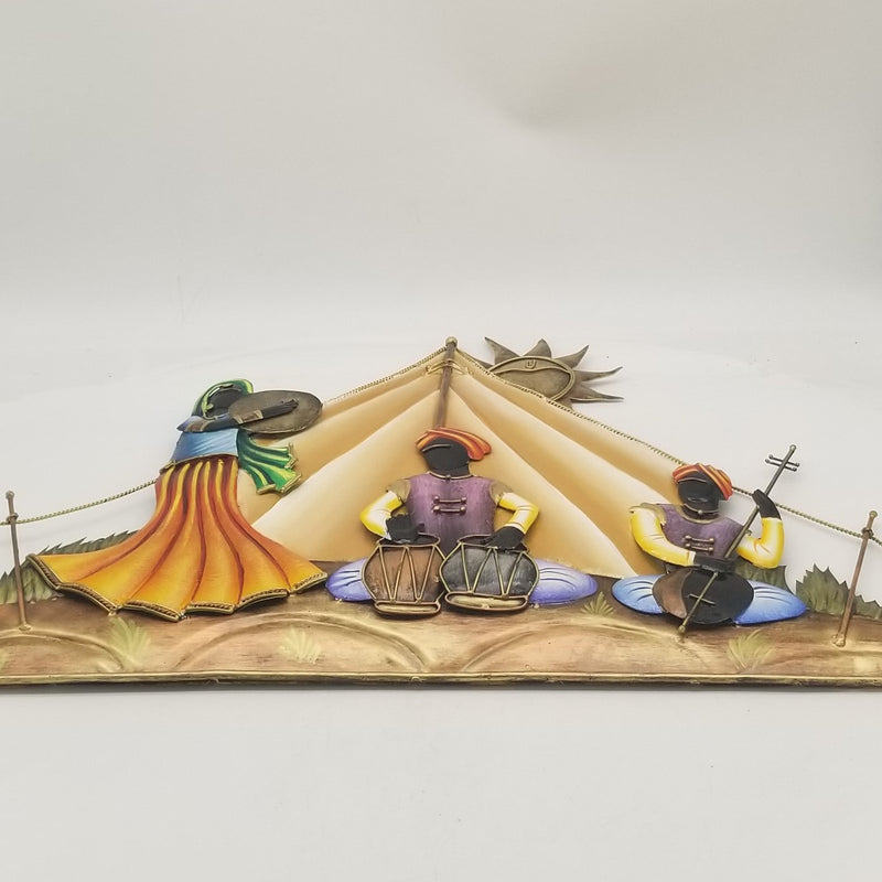 28"L x 17"H Rajasthani Musician Set besides tent
