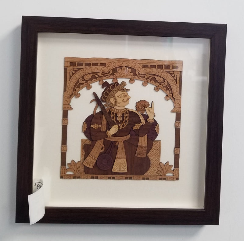 Wooden Marquetry - 10" x 10" - Rajasthani Folk Art-1