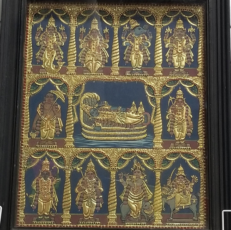 30” x 24” Ranganthar Tanjore Painting with real gold foil