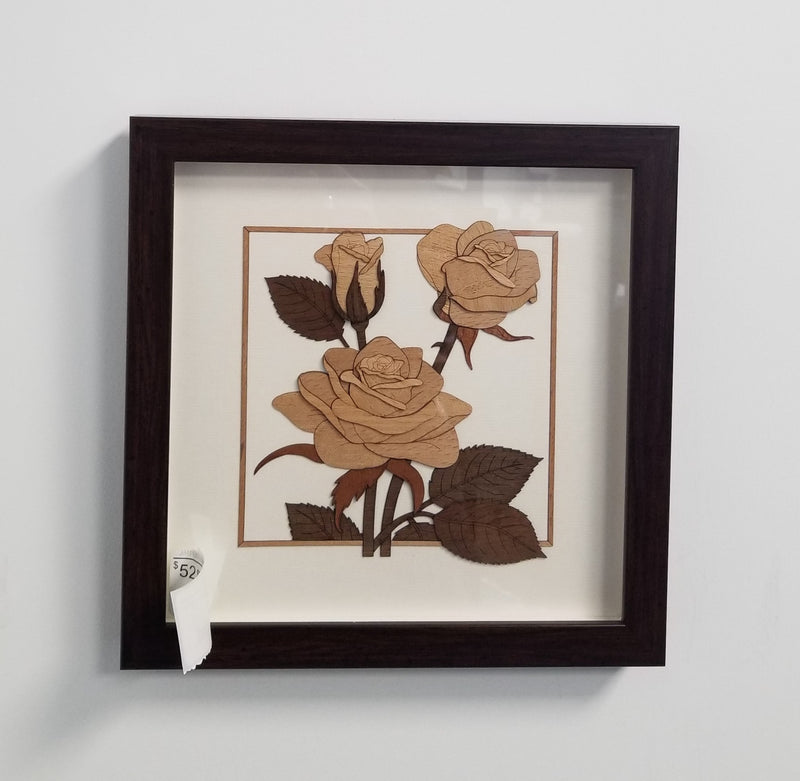 Wooden Marquetry - 10" x 10" - Rose