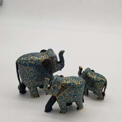 Papier Mache 5",4" & 3" Elephant Set of 3 assorted