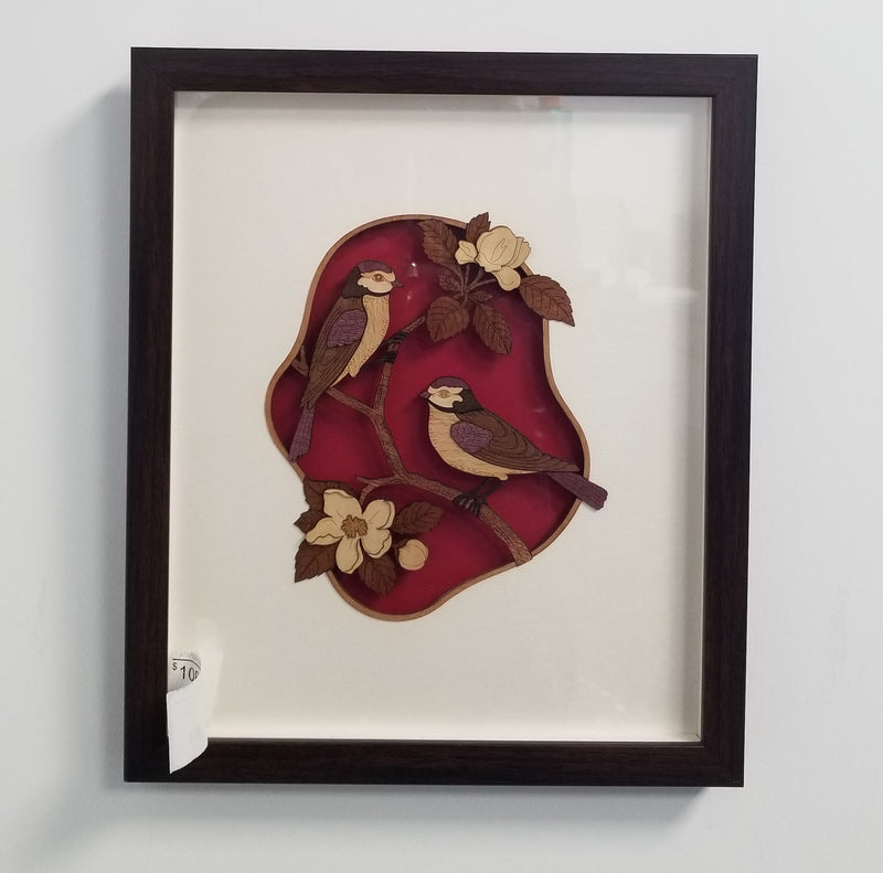 Wooden Marquetry - 11" x 13" - Sparrow