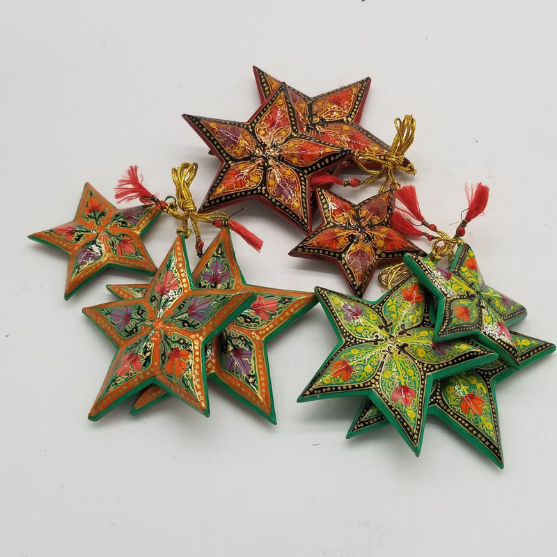 Papier Mache Star Set of 3 Christmas hanging