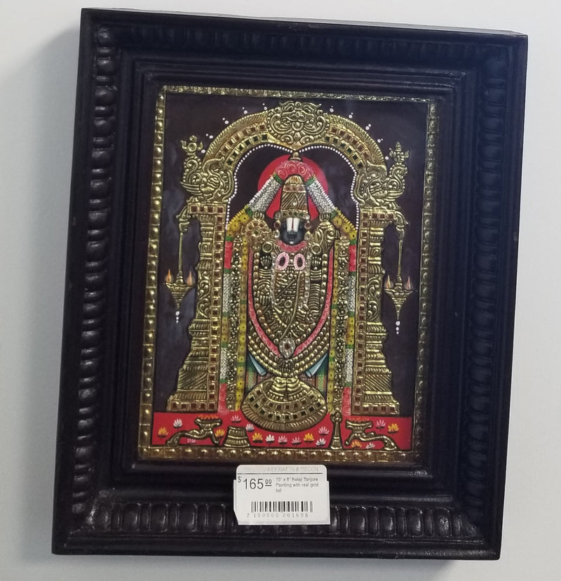 10” x 8” Balaji Tanjore Painting with real gold foil