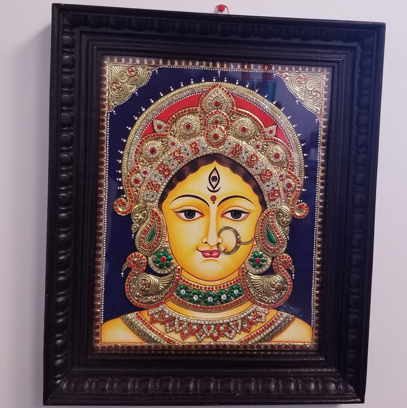 15” x 12” Durga Face Tanjore Painting with Gold foil