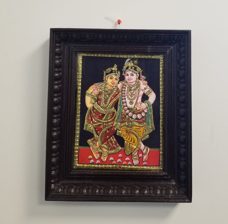10” x 8” Radhakrishna Tanjore Painting with real gold foil