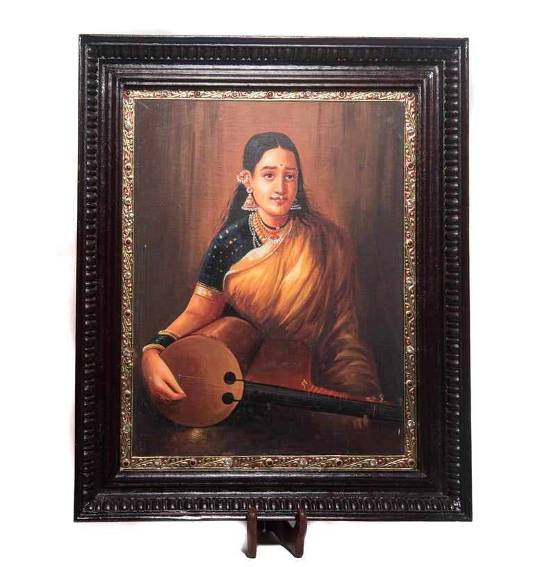 20" x 16" Ravi Varma Tanjore Painting with Gold Foil