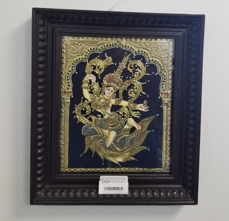 12" x 10" Tara Tanjore Painting with Gold Foil