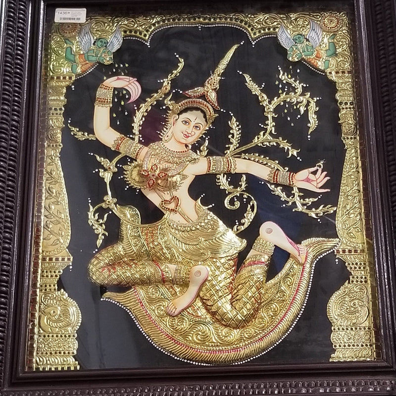30" x 24" Tara Tanjore Painting Embossed with Gold Foil