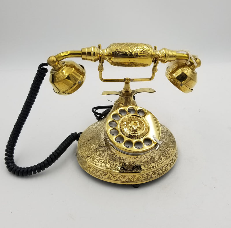 Brass Telephone Round Embossed