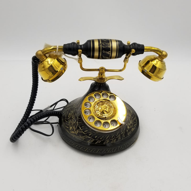 Brass Telephone Round Embossed