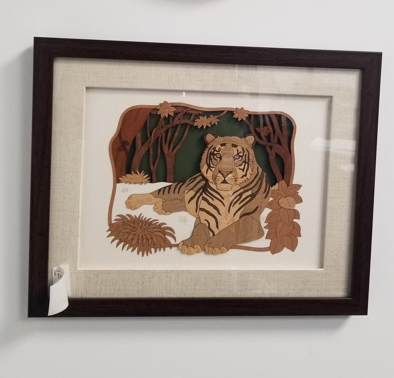 Wooden Marquetry - 12" x 15" - Tiger