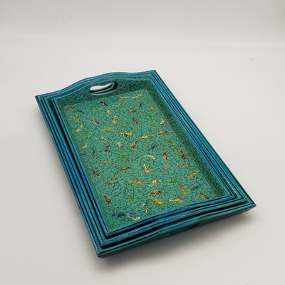 16"L x 10"W Assorted Wood and Papier Mache Serving Tray