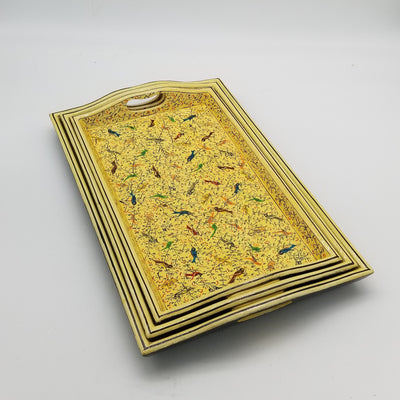 17"L x 11"W Assorted Wood and Papier Mache Serving Tray