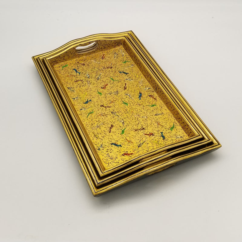 16"L x 10"W Assorted Wood and Papier Mache Serving Tray