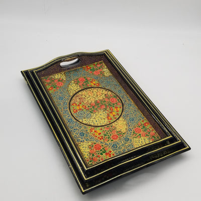 14"L x 9"W Assorted Wood and Papier Mache Serving Tray