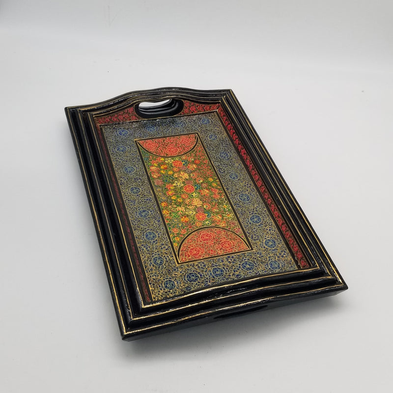 14"L x 9"W Assorted Wood and Papier Mache Serving Tray