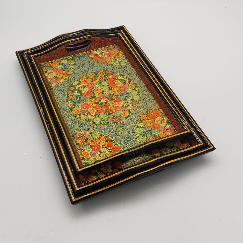 16"L x 10"W Assorted Wood and Papier Mache Serving Tray