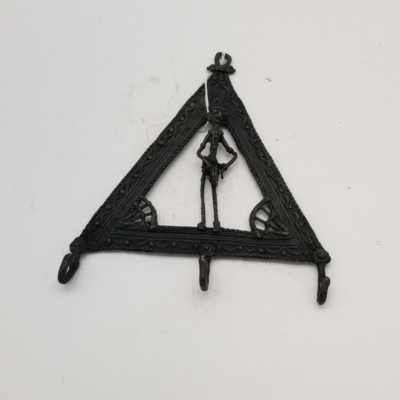 8"H Tribal Brass Triangular Key Hanger