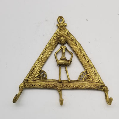 8"H Tribal Brass Triangular Key Hanger