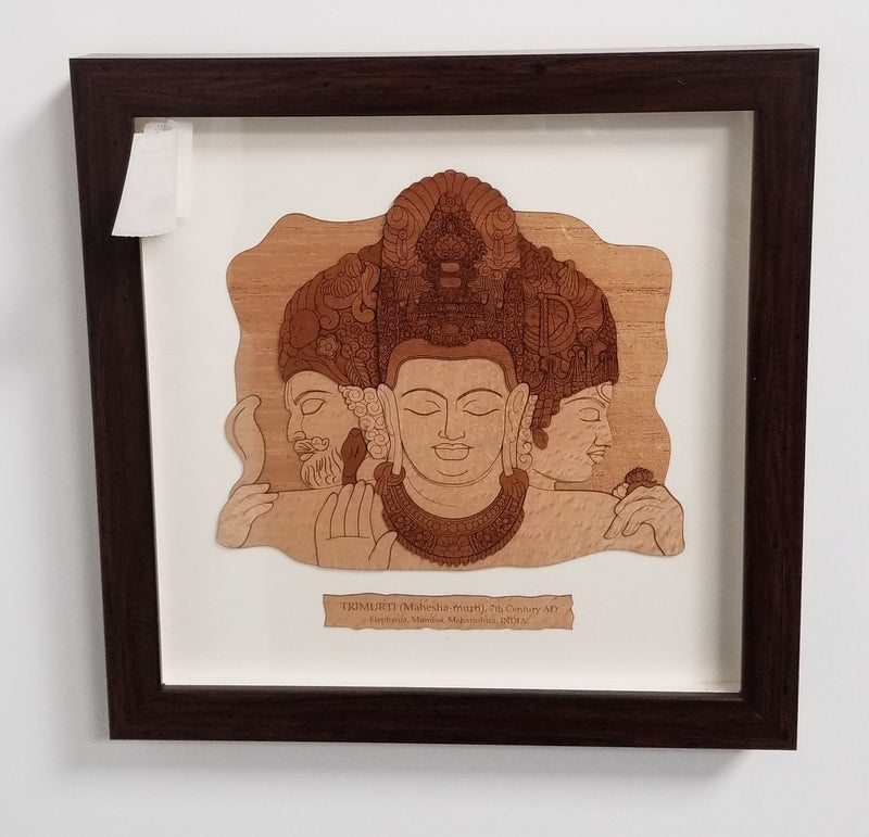 Wooden Marquetry - 10" x 10" - Trimurthi