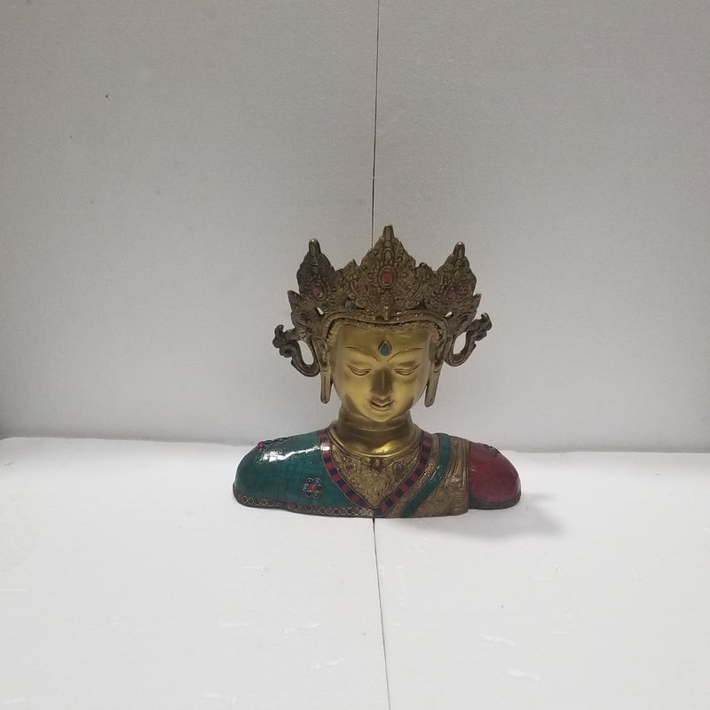 14.5"H Turquoise Buddha Bust with stonework