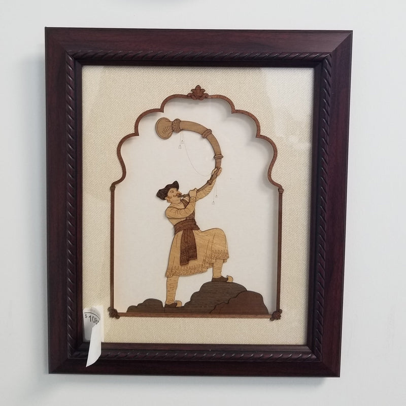 Wooden Marquetry - 11" x 13" - Tutari - blow horn