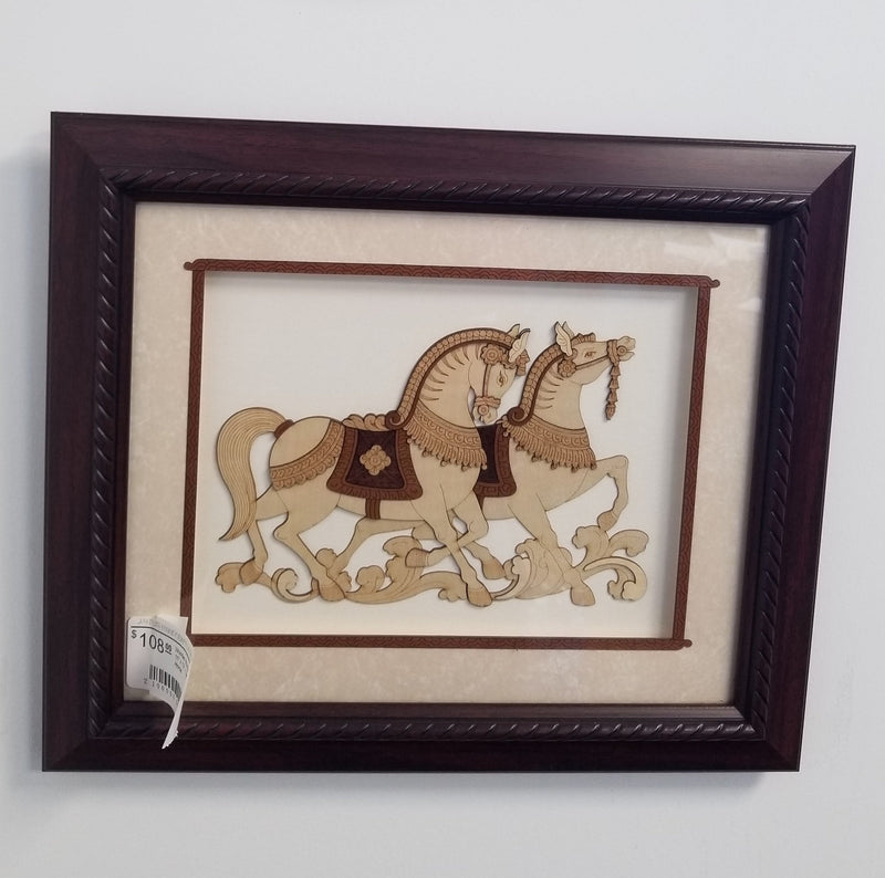 Wooden Marquetry - 11" x 13" - Two Decor Horse