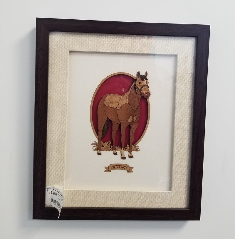 Wooden Marquetry - 11" x 13" - Victory Horse