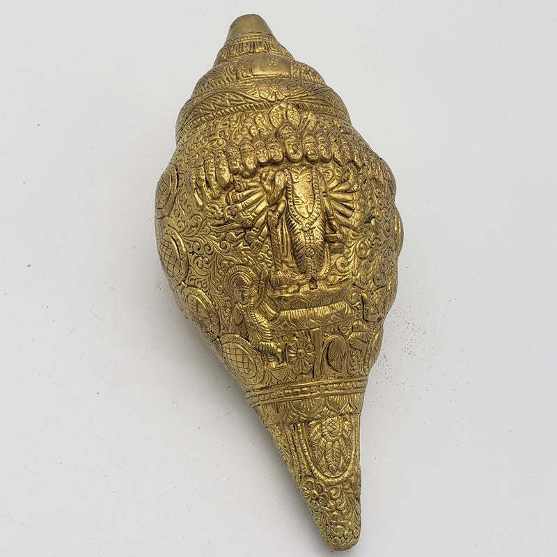 10"L x 5"H x 5"D Solid Brass Vishnu Vishwaroop Conch / Shankh