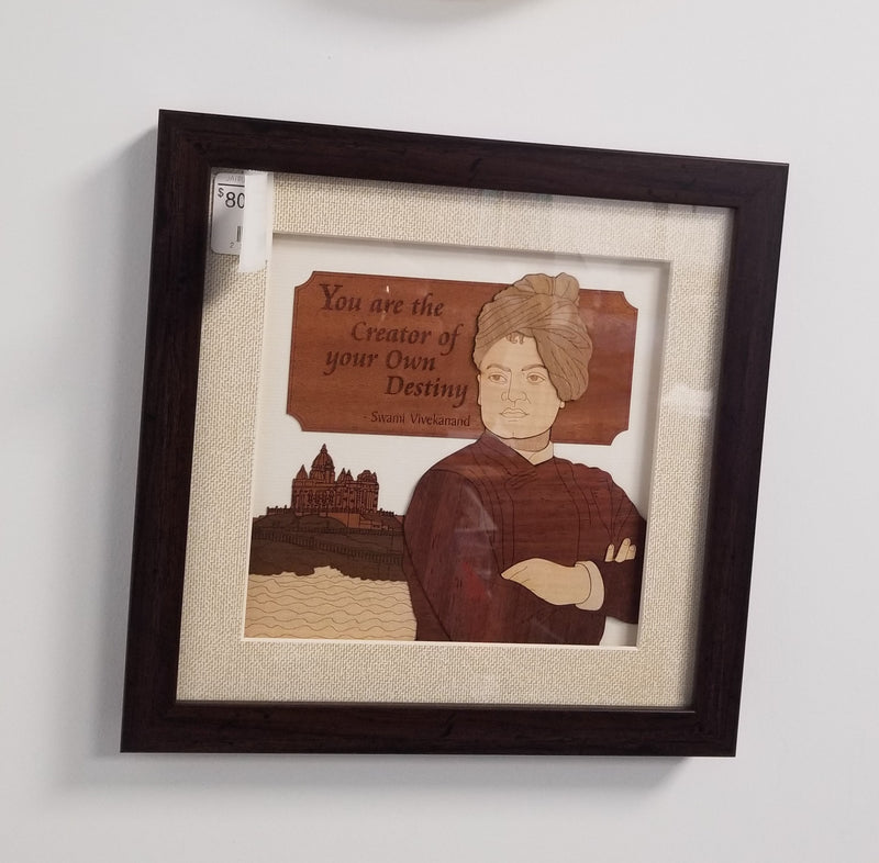 Wooden Marquetry - 10" x 10" - Swami Vivekananda