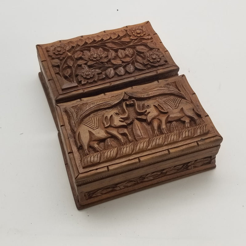 7.5" x 4.5" Walnut Wood Jewel Box with hidden keys