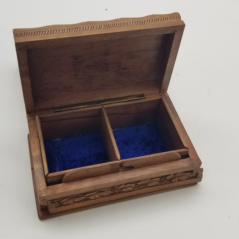 7.5" x 4.5" Walnut Wood Jewel Box with hidden keys