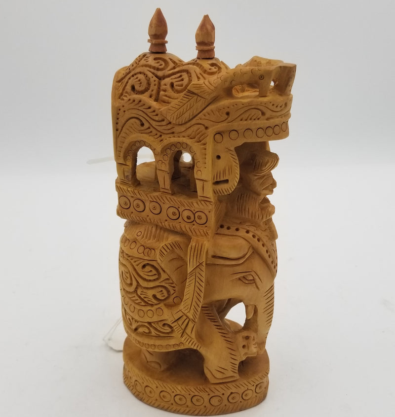 Wooden Ambabari Elephant Round 8"