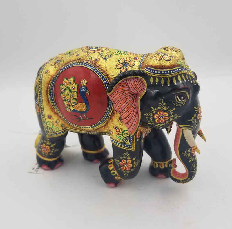 Wooden Elephant Fine Painted 6.5"