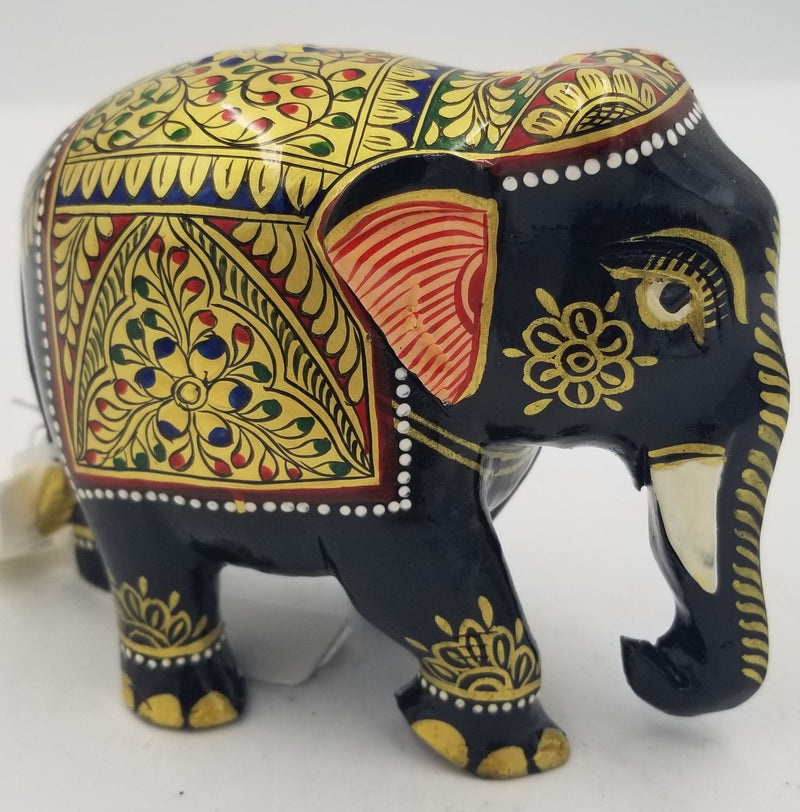 Wooden Elephant Patha Painted fine 4"