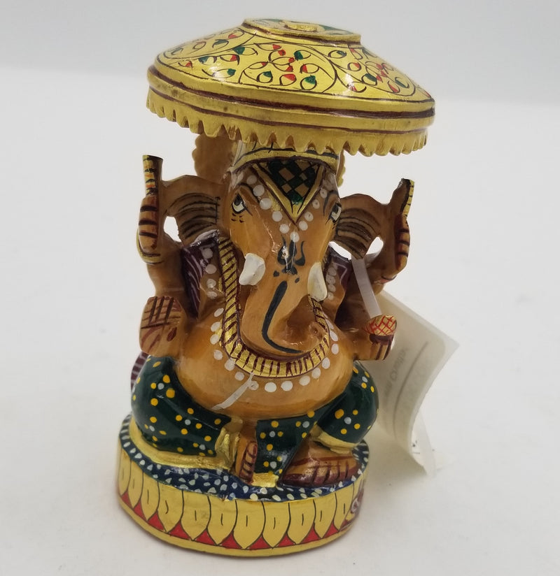 Wooden Ganesh Chattar Painted 4"