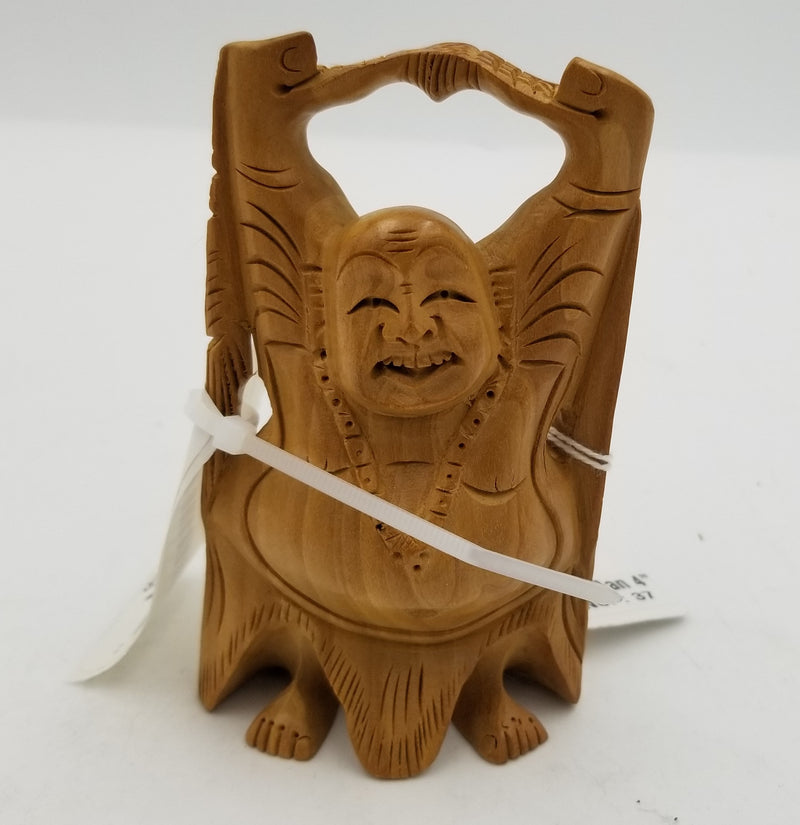 Wooden Laughing Buddha 4"